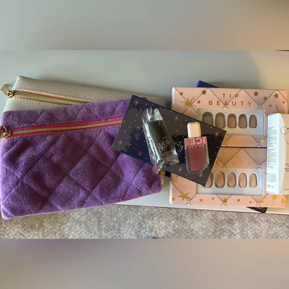 Beauty Bundle! Two makeup bags, Tip Beauty nail sets, magnetic lashes, polish + - Picture 1 of 7